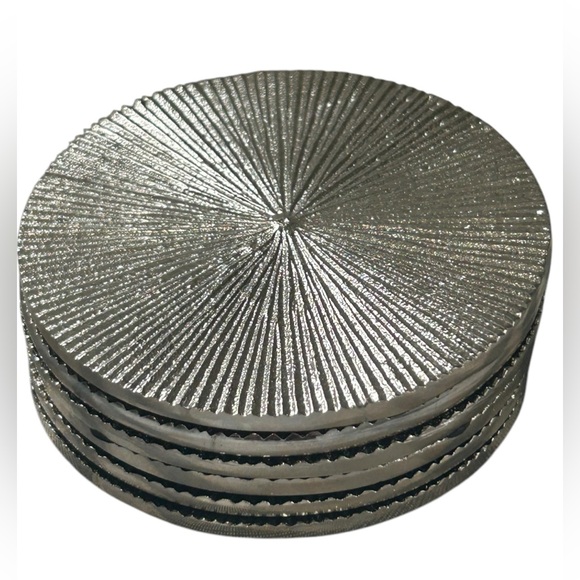 Vintage Other - SIX VINTAGE COASTERS SILVER TONE
